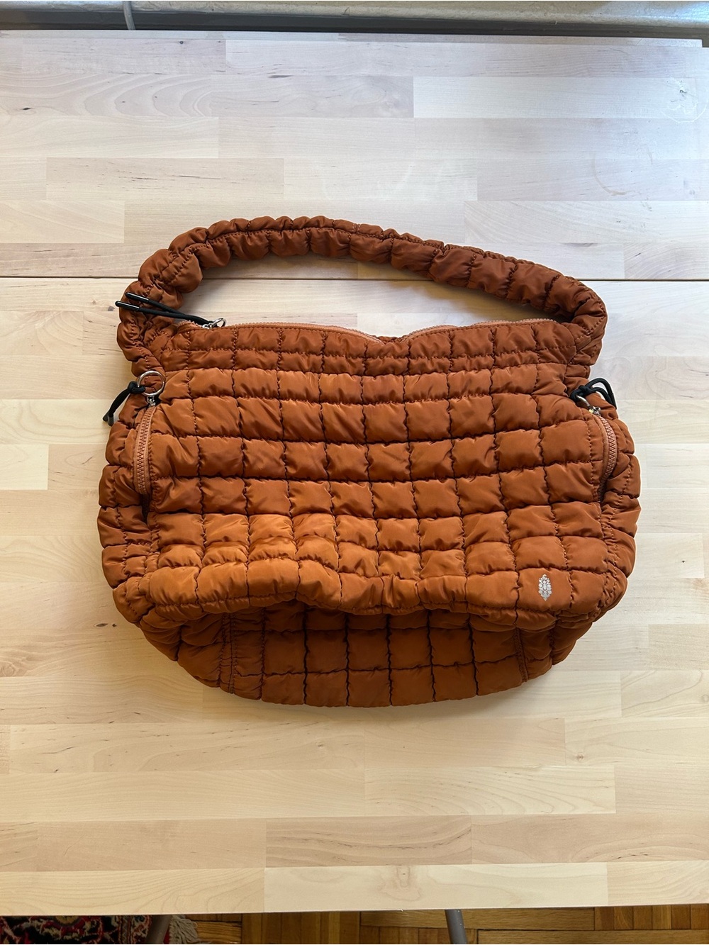Free People Quilted Puffer Shoulder Bag in Rust